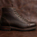 Tumbled Leather Combat Boots - Italian Style Lace-to-Toe Monkey Boots