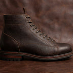 Tumbled Leather Combat Boots - Italian Style Lace-to-Toe Monkey Boots