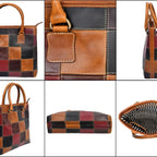 Premium Patchwork Leather Tote Bag for Women Multi-Tone Handcrafted Carryall