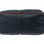Genuine Leather Black Tote Bag with Minimal Design and Top Zip Closure