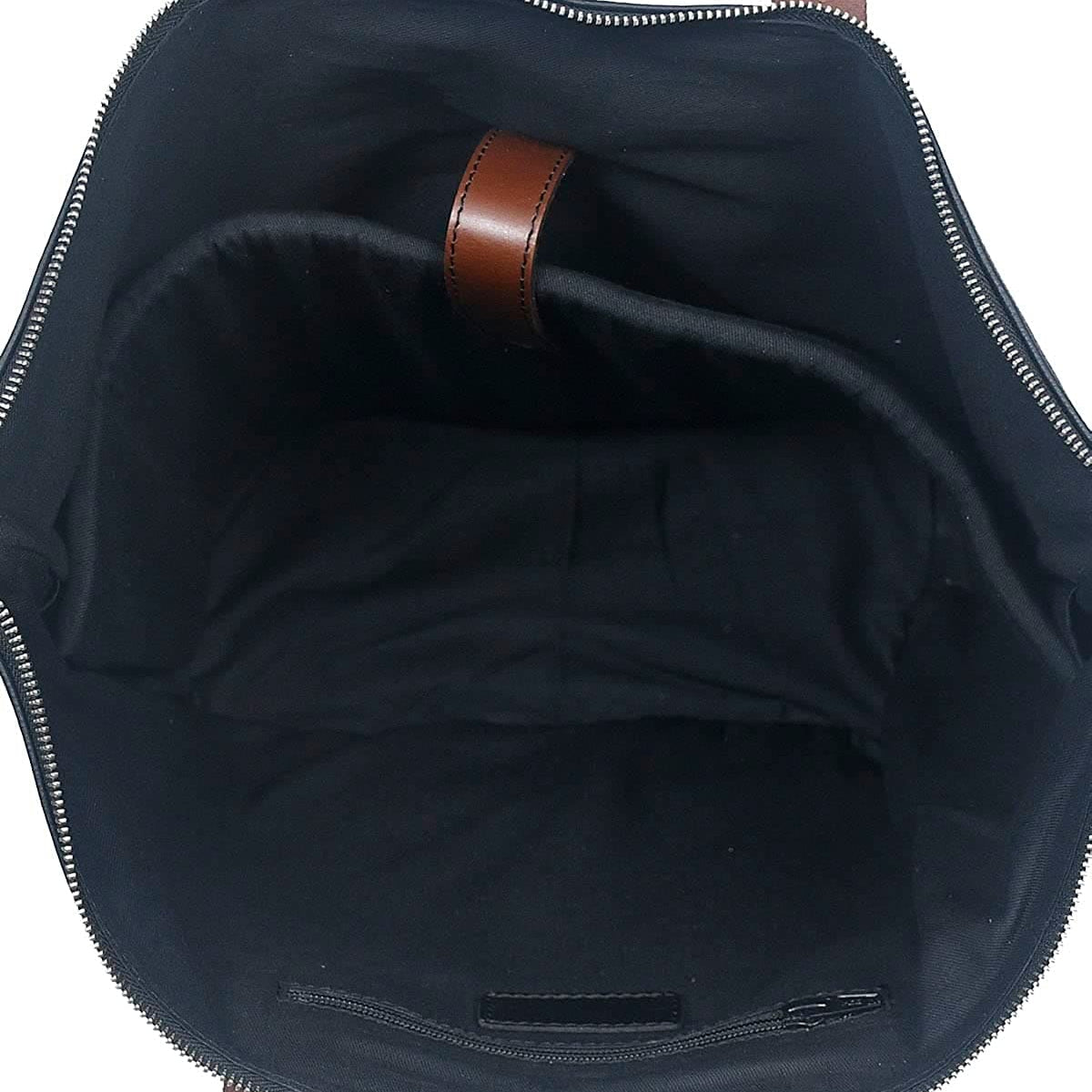 Genuine Leather Black Tote Bag with Minimal Design and Top Zip Closure