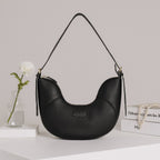 Premium Black Leather Hobo Shoulder Bag with Adjustable Strap & Zip Closure