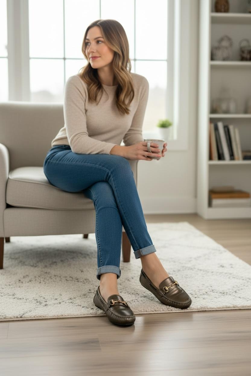 Woman Black Loafer Shoe