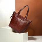 Premium Genuine Leather Tote Bag for Women |  Inner Zip Pocket