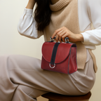 Premium Export Leather Mini Handbag for Women | Top Handle & Detachable Sling