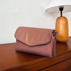 Premium Leather Convertible Wristlet & Crossbody Clutch with Dual Zip Compartments