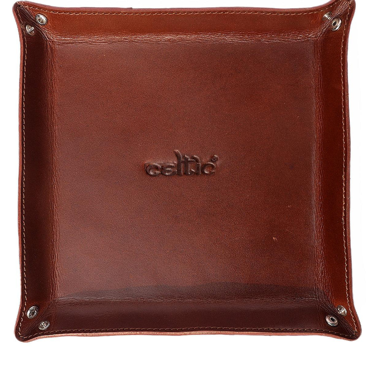 Celtic Brown Color Pure Leather Tray For Office Use