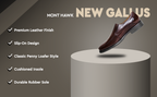New Gallus Leather Tan Penny Loafers for Men | Stylish Slip-On Formal & Semi-Formal Shoes with Comfort Insole