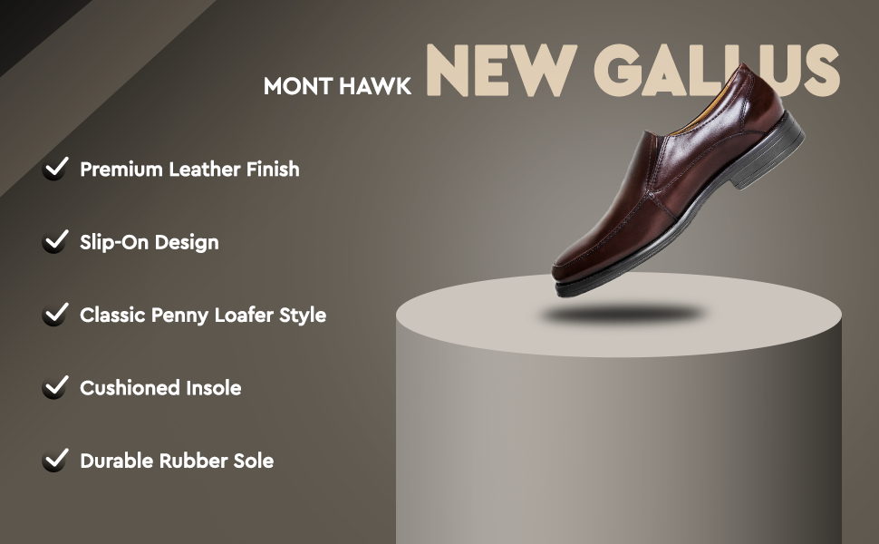 New Gallus Leather Tan Penny Loafers for Men | Stylish Slip-On Formal & Semi-Formal Shoes with Comfort Insole