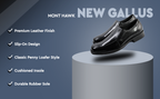 New Gallus Leather Tan Penny Loafers for Men | Stylish Slip-On Formal & Semi-Formal Shoes with Comfort Insole