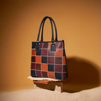 Premium Patchwork Leather Tote Bag for Women  Multi-Tone Handcrafted Carryall