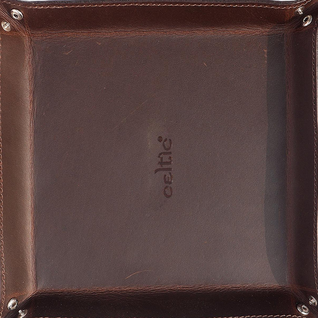 Celtic Dark Brown Color Pure Leather Tray For Office Use