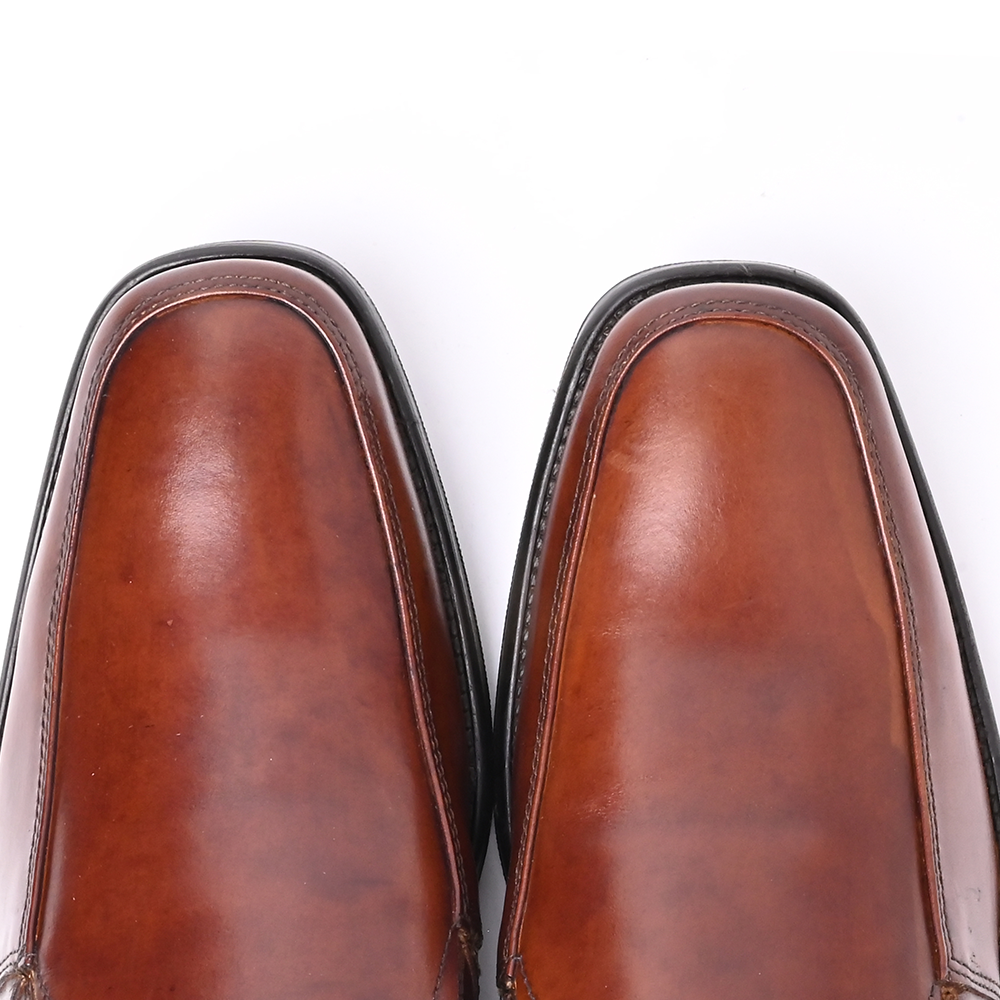 New Gallus Leather Tan Penny Loafers for Men | Stylish Slip-On Formal & Semi-Formal Shoes with Comfort Insole