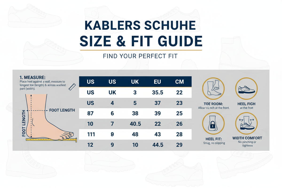 Kablers Schuhe Size & Fit Guide