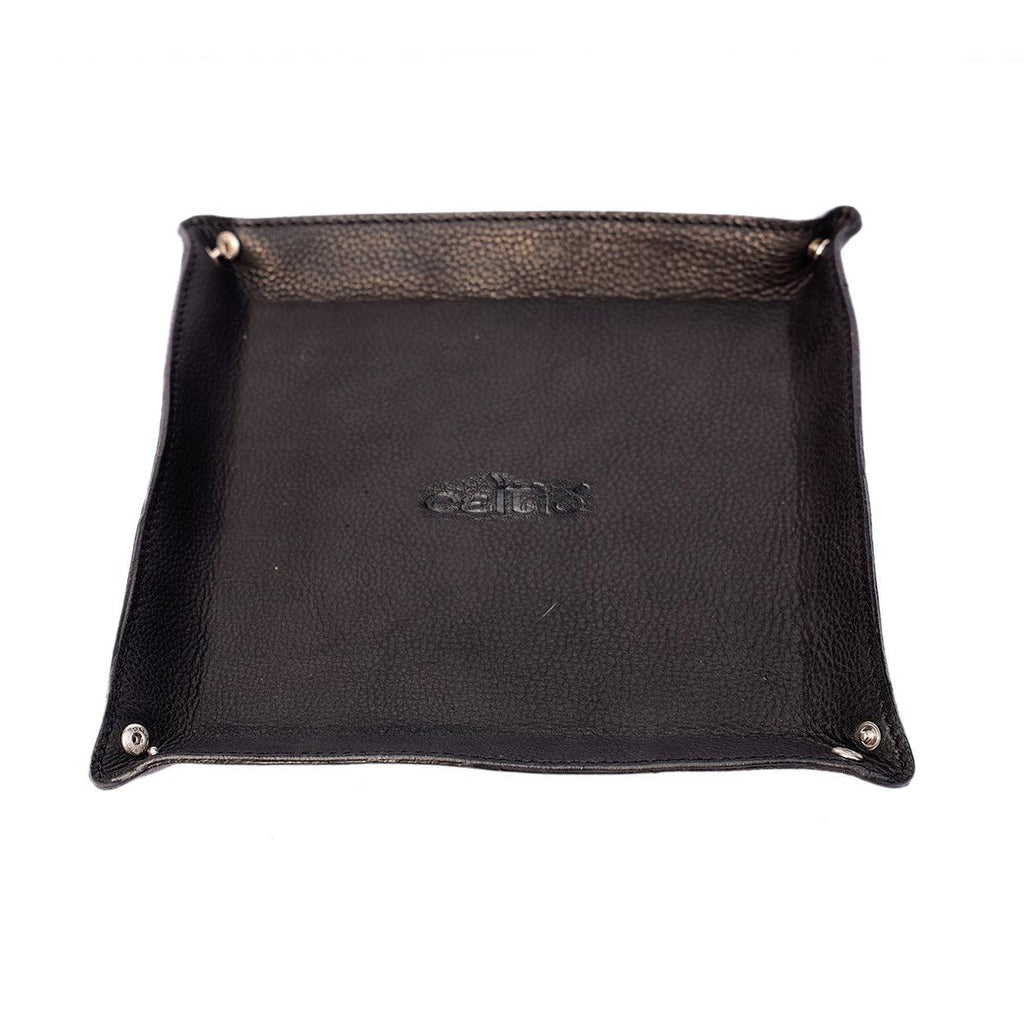 Celtic Black Color Pure Leather Tray For Office Use